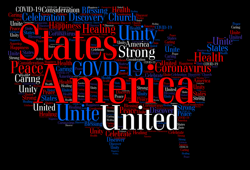 cdc celebration discovery church covid19 usa united states america country word collage